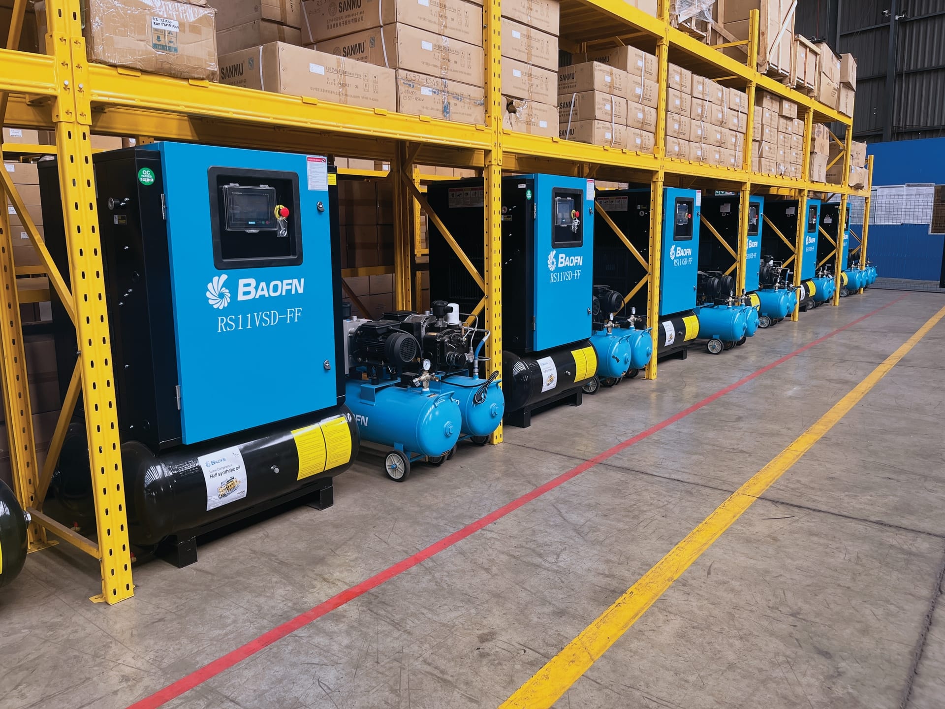 BAOFN VSD compressors stocked in the Johannesburg warehouse