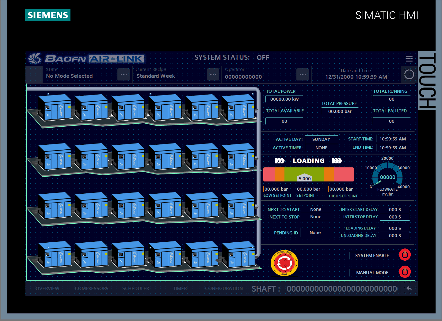 AirLink fleet overview on a Siemens SIMATIC operator panel